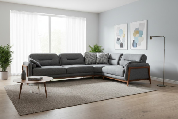 Designer corner sofa L-shape luxury upholstery textile living landscape furniture in the living room