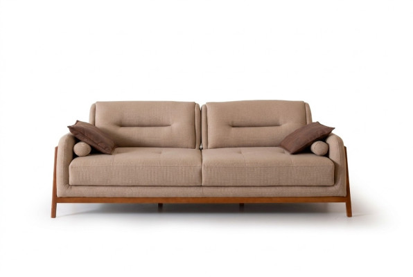 Designer sofa 3-seater luxury upholstery brown couch living room furniture