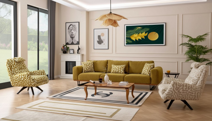 Luxury sofa set 4 + 1 seater set designer sofa fabric upholstered couches
