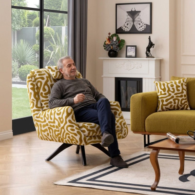 Modern green armchair living room seating textile luxury design furniture lounge