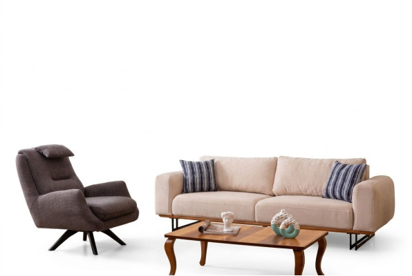 Luxury 2-piece living room set: 3-seater sofa with armchair design sofa suite