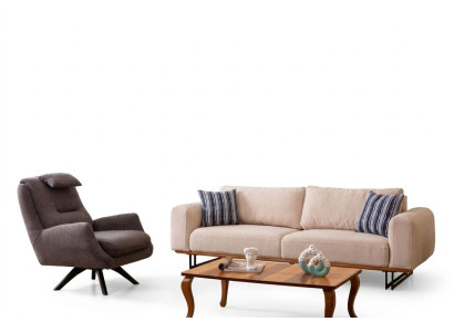 Luxury 2-piece living room set: 3-seater sofa with armchair design sofa suite
