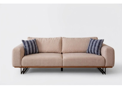 Designer Sofa 3-Seater Upholstery Fabric Modern Upholstery Beige 230cm Couches