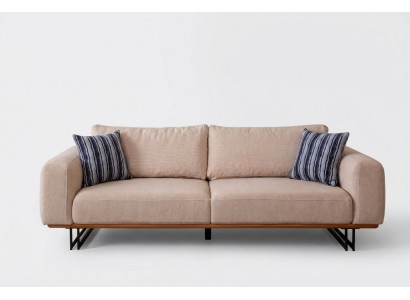 Designer Sofa 3-Seater Upholstery Fabric Modern Upholstery Beige 230cm Couches
