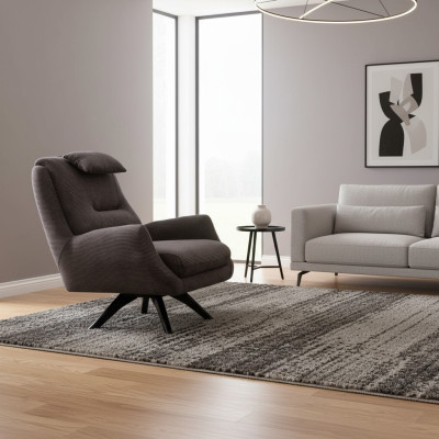Designer armchair upholstered textile modern upholstery brown modern club lounge