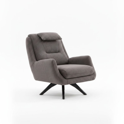 Designer armchair upholstered textile modern upholstery brown modern club lounge