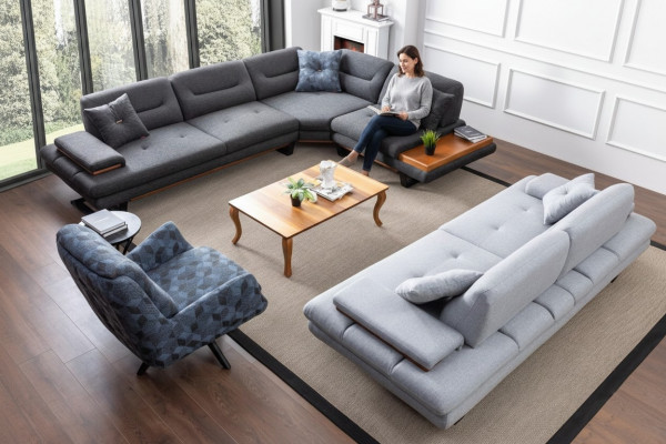 Designer 3-piece living room set L-shaped corner sofa + 3 + 1 seater modern new