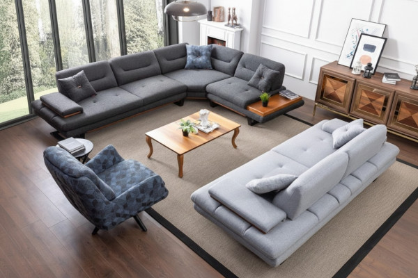 Designer 3-piece living room set L-shaped corner sofa + 3 + 1 seater modern new