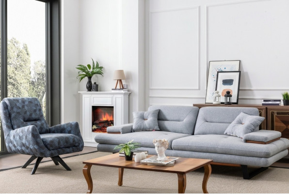 Modern sofa set 3+1 seater living room luxury gray couch set