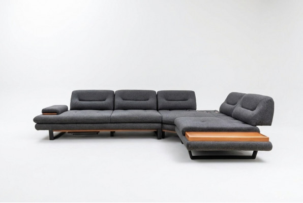 Designer L-shaped sectional sofa luxury gray furniture for living room living landscape