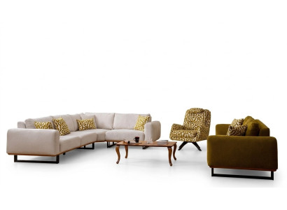 Designer living room set 3-piece. Sofa 4 + 1 seat corner sofa L-shape modern