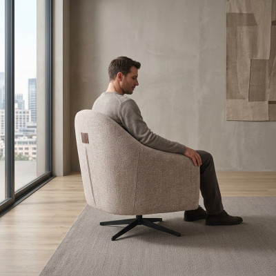 Modern armchair gray lounge club living room style upholstery fabric single-seater