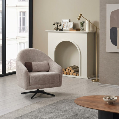 Modern armchair gray lounge club living room style upholstery fabric single-seater