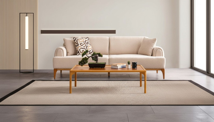 Modern sofa 3 seater living room beige XXL 220cm luxury furniture sofas couches