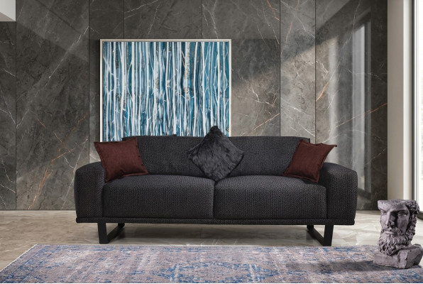 Design Sofa 3 - Seater Living Room Luxury Black Furniture Couches Sofas