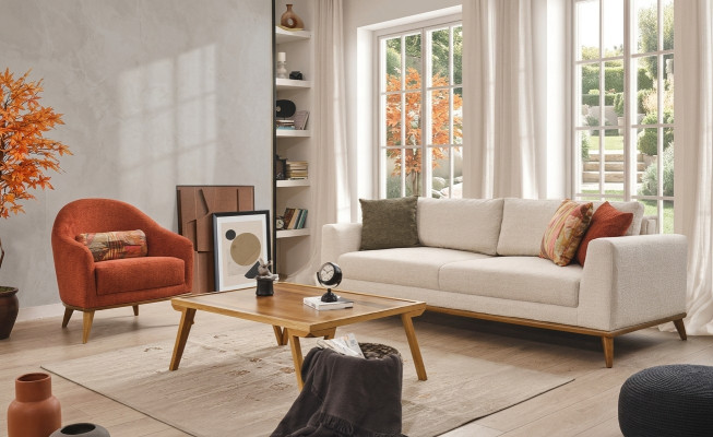 3 + 1 seater sofa set design furniture 2-piece beige couches sofa textile