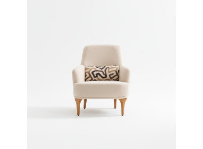 Design armchair beige color living room wood stylish lounge club furniture