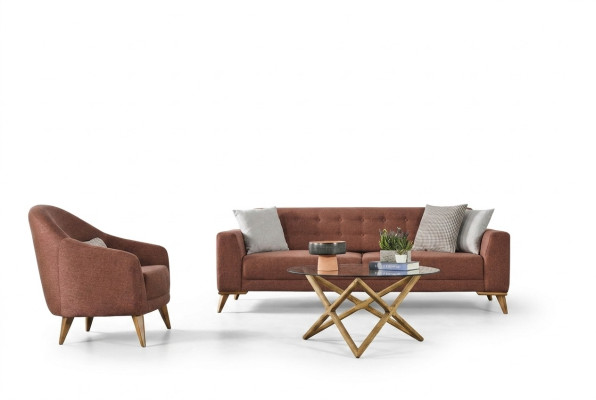 Living room set Pink Stylish Suite sofa 3+1 Seats Armchair Couches