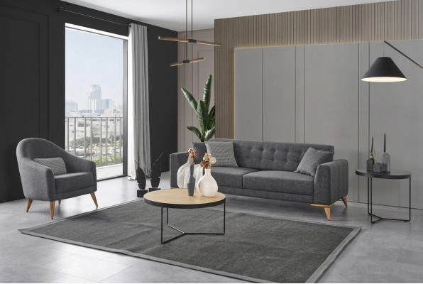 Designer living room set 2-piece. Three-seater sofa armchair 3+1 couches sofas