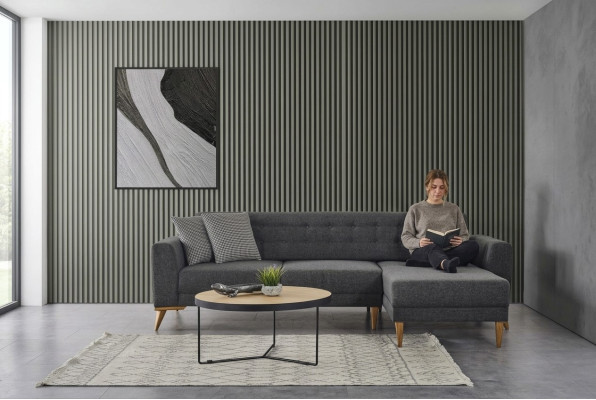 Luxury L-shaped corner sofa modern gray couch designer furniture living room