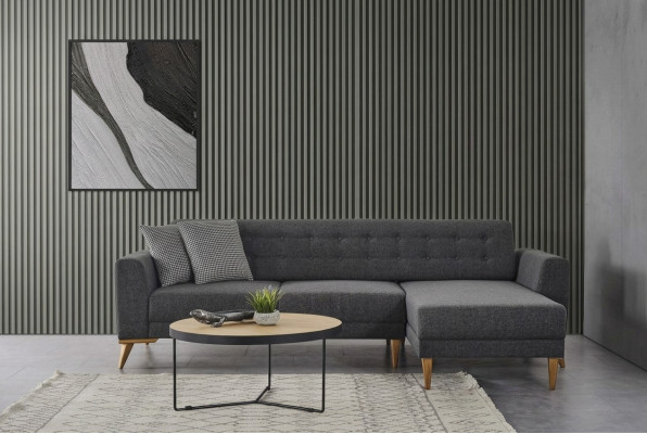 Luxury L-shaped corner sofa modern gray couch designer furniture living room