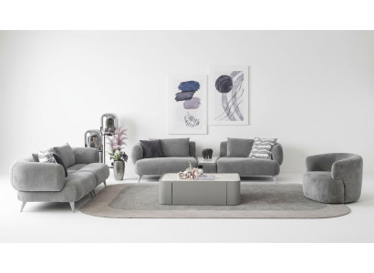 Couch Suite 3+3+1 Seat Gray Sofa Luxury Furniture Living Room Couches