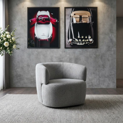 Designer armchair gray luxury furniture living room upholstery textile lounge club