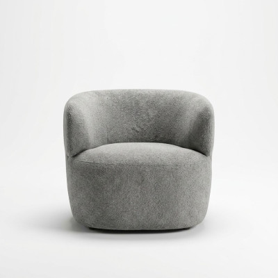 Designer armchair gray luxury furniture living room upholstery textile lounge club