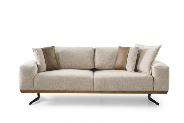 Designer three-seater sofa beige color luxury furniture in living room 225cm