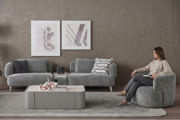 Luxury living room set, 2-piece. Three-seater sofa chair 3+1 sofa suite couches