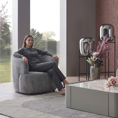 Stylish Armchair Living Room Soft Furniture Gray Designer Lounge Club Single Seater