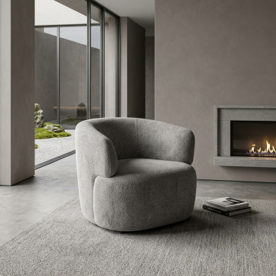 Stylish Armchair Living Room Soft Furniture Gray Designer Lounge Club Single Seater