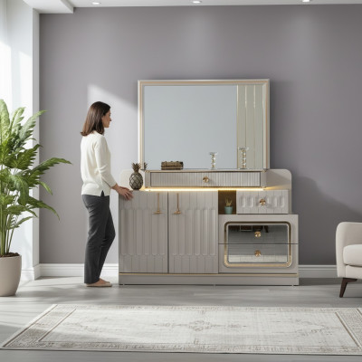 Luxury dresser with mirror bedroom furniture style white sideboard furniture