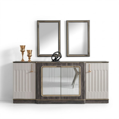 Modern sideboard with 2 mirrors designer living room furniture wooden chest of drawers
