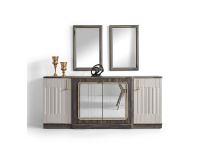 Modern sideboard with 2 mirrors designer living room furniture wooden chest of drawers