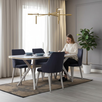 Modern 7-piece dining room set table with 6 chairs modern dining set sets