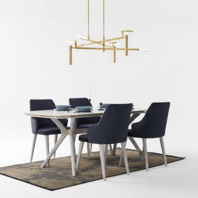 Modern 7-piece dining room set table with 6 chairs modern dining set sets