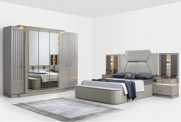 Designer furniture 4-piece bedroom set bed 2x nightstands wardrobe new