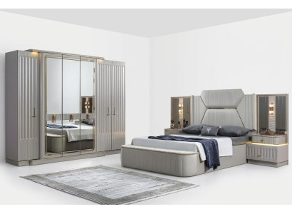 Designer furniture 4-piece bedroom set bed 2x nightstands wardrobe new
