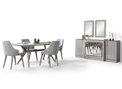 Dining room set suite sideboard with 2x mirrors table 6x chairs 10 pieces.