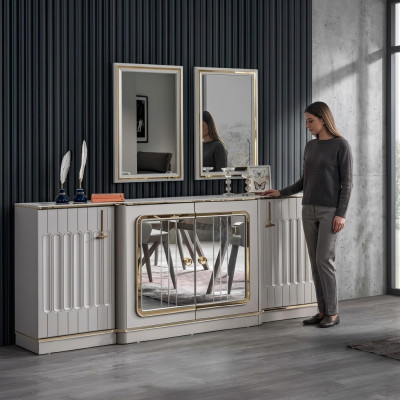 Modern sideboard with 2x mirrors designer luxury living room furniture dresser