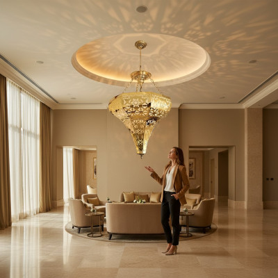Ceiling lamp A golden pendant light living room luxury lamp luminaire