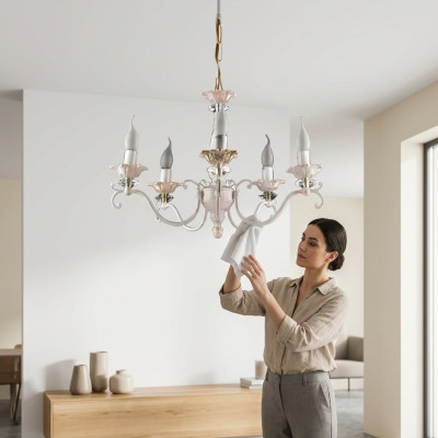 Chandelier lamp lighting living room crystal shiny new indoor