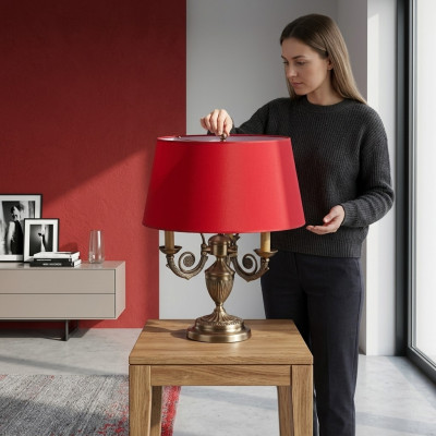 Metal table lamp for the bedroom is a stylish choice.