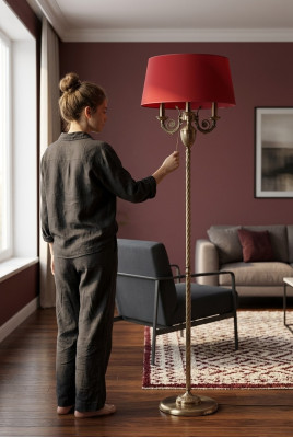 Red floor lamp floor candelabra lamp light gold lamps 50x173