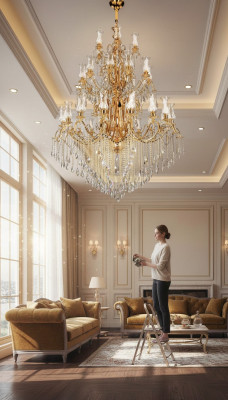 Chandelier Crystal Living Room Ceiling Light Large Villa Lamps 160x280