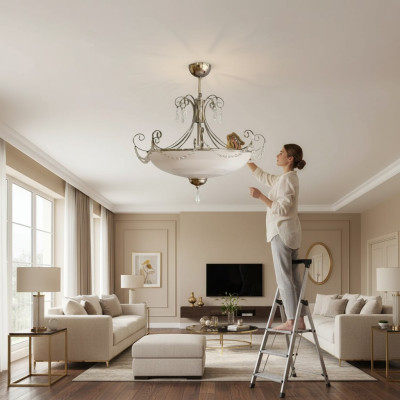 Chandelier Pendant Light Living Room Chandelier Shiny Chrome New