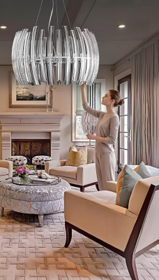 Chandelier pendant light living room shiny crystal new luxury