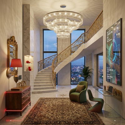 Chandelier for the foyer crystal shining new interior luxury new