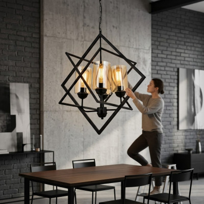 Ceiling lamp pendant light living room luxury indoor black chandelier light